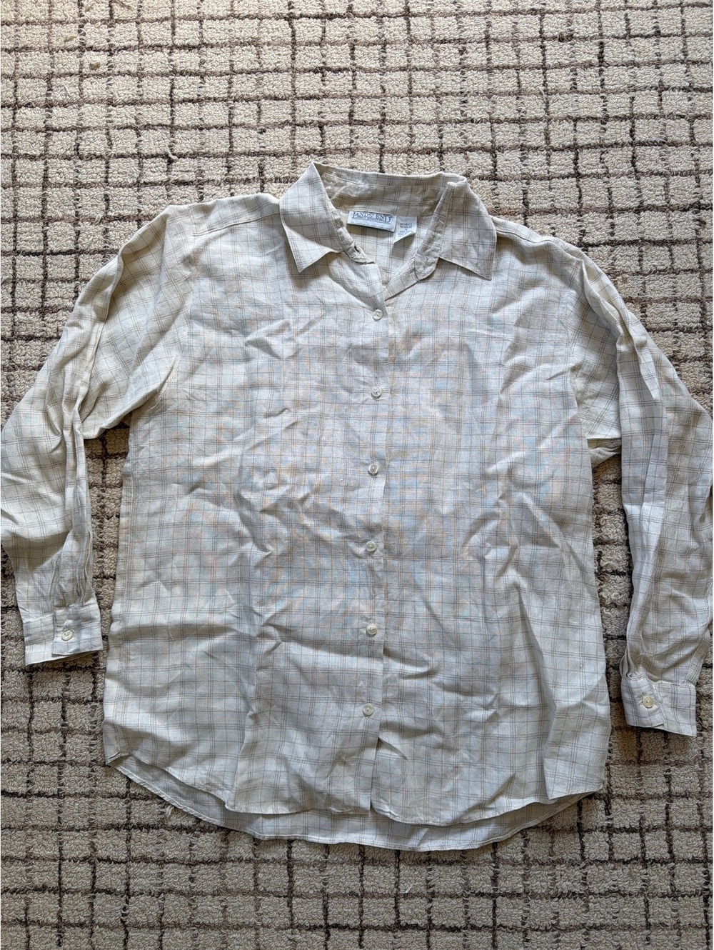 Vintage women’s Land End Linen Button Up preppy academia 90s minimalist Beachy